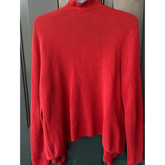 Chico’s Rust Ruffle Cardigan Sweater M Soft Cottagecore Feminine Fall Layer - Picture 4 of 7